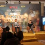 estado eléctrico Millie Bobby Brown, Chris Pratt, Anthony Russo y Joe Russo